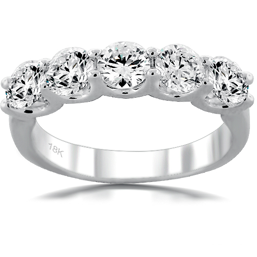 Five Stone Diamond Ring Anniversary Band in 14k White Gold (1.51 C.T.W)  (G/VS) Style # 100670