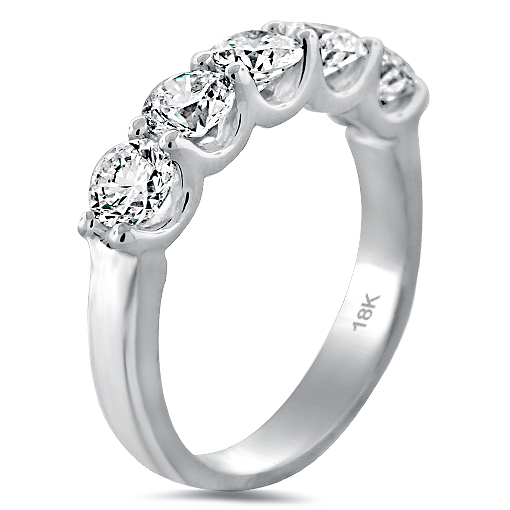 Five Stone Diamond Ring Anniversary Band in 14k White Gold (1.51 C.T.W)  (G/VS) Style # 100670